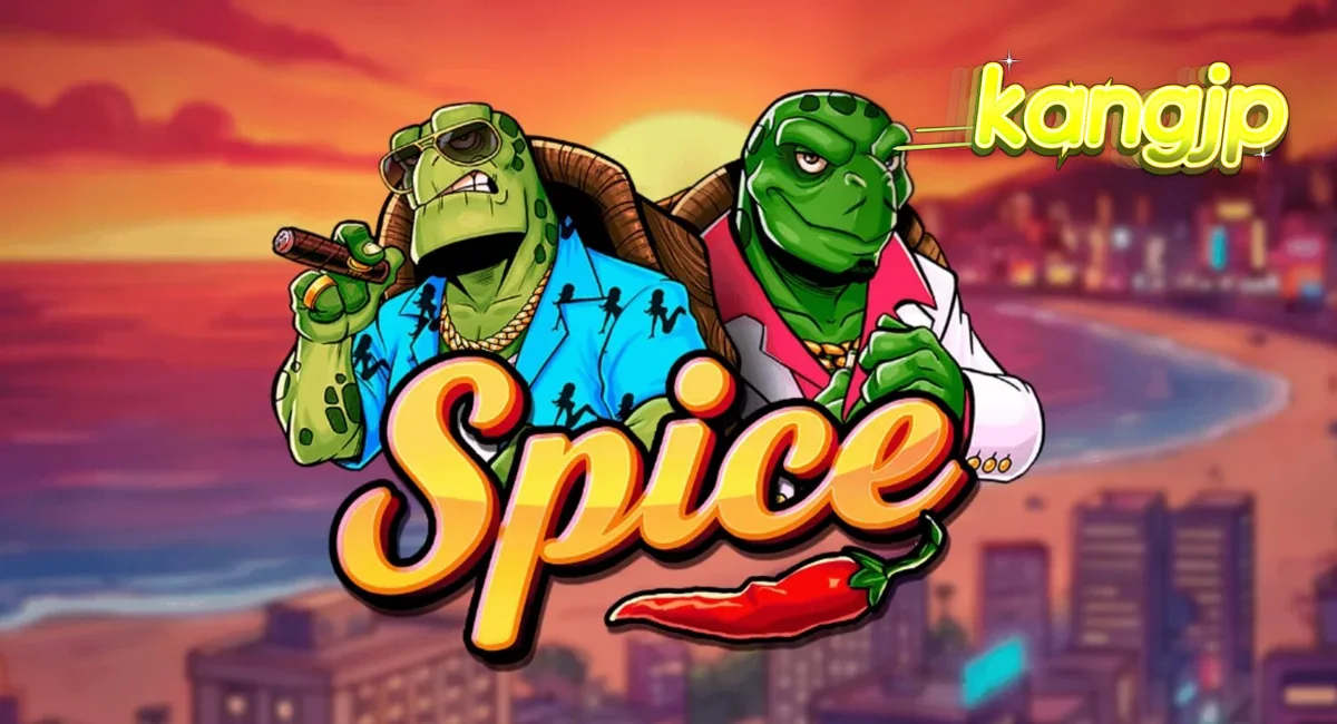 Tampilan visual slot Spice dengan tema kura-kura dan nuansa neon